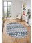 Iskandinav Desen Kaymaz Taban Yıkanabilir Oval Yolluk Mutfak Salon Halısı, O-Iskandinav-22-Mavi, 2