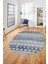 Iskandinav Desen Kaymaz Taban Yıkanabilir Oval Yolluk Mutfak Salon Halısı, O-Iskandinav-22-Mavi, 4