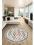 Iskandinav Desenli Kaymaz Taban Yıkanabilir Yuvarlak Salon Halısı, Y-Iskandinav-21-Renkli, 5