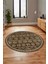 Iskandinav Desenli Kaymaz Yıkanabilir Yuvarlak Mutfak Salon Halısı, Y-Iskandinav-23-Kahve, 1