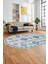 Iskandinav Dijital Kaymaz Yıkanabilir Oval Yolluk Mutfak Salon Halısı, O-Iskandinav-11-Turkuaz, 4