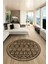 Iskandinav Desenli Kaymaz Yıkanabilir Yuvarlak Mutfak Salon Halısı, Y-Iskandinav-23-Kahve, 4