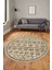 Iskandinav Desenli Kaymaz Yıkanabilir Yuvarlak Mutfak Salon Halısı, Y-Iskandinav-23-Krem, 2