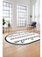 Dijital Kaymaz Yıkanabilir Iskandinav Desen Oval Mutfak Yolluk Salon Halısı, O-Iskandinav-07-Beyaz, 1