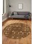 Iskandinav Desen Modern Kaymaz Yıkanabilir Yuvarlak Mutfak Salon Halısı, Y-Iskandinav-24-Kahve, 2