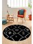 Dijital Kaymaz Yıkanabilir Iskandinav Desen Yuvarlak Mutfak Salon Halısı, Y-Iskandinav-04-Siyah, 3