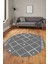 Iskandinav Desen Dijital Kaymaz Yıkanabilir Yuvarlak Salon Halısı, Y-Iskandinav-18-Gri, 4