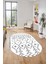 Dijital Kaymaz Yıkanabilir Iskandinav Oval Mutfak Yolluk Salon Halısı, O-Iskandinav-10-Beyaz, 5