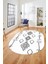 Dijital Kaymaz Yıkanabilir Şık Iskandinav Oval Mutfak Yolluk Salon Halısı, O-Iskandinav-26-Beyaz, 3