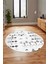 Iskandinav Desen Modern Kaymaz Yıkanabilir Yuvarlak Mutfak Salon Halısı, Y-Iskandinav-24-Beyaz, 1
