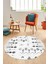 Iskandinav Desen Modern Kaymaz Yıkanabilir Yuvarlak Mutfak Salon Halısı, Y-Iskandinav-24-Beyaz, 5