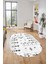Iskandinav Desen Modern Kaymaz Yıkanabilir Oval Yolluk Mutfak Salon Halısı, O-Iskandinav-24-Beyaz, 2