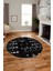 Iskandinav Desen Modern Kaymaz Yıkanabilir Yuvarlak Mutfak Salon Halısı, Y-Iskandinav-24-Siyah, 3