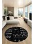 Iskandinav Desen Modern Kaymaz Yıkanabilir Yuvarlak Mutfak Salon Halısı, Y-Iskandinav-24-Siyah, 4