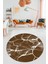 Baskılı Kaymaz Yıkanabilir Mermer Desen Yuvarlak Mutfak Salon Halısı, Y-Mermer-01-Kahve, 4