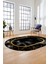 Çerçeveli Mermer Desen Kaymaz Yıkanabilir Oval Yolluk Koridor Salon Halısı, O-Mermer-24-Siyah, 5