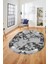 Modern Tasarım Mermer Dijital Kaymaz Yıkanabilir Oval Koridor Salon Halısı, O-Mermer-30-Gri, 2