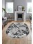 Modern Tasarım Mermer Dijital Kaymaz Yıkanabilir Oval Koridor Salon Halısı, O-Mermer-30-Gri, 4
