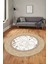 Çerçeveli Mermer Desen Kaymaz Yıkanabilir Yuvarlak Mutfak Salon Halısı, Y-Mermer-23-Krem, 2