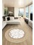 Çerçeveli Mermer Desen Kaymaz Yıkanabilir Yuvarlak Mutfak Salon Halısı, Y-Mermer-23-Krem, 4