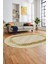 Çerçeveli Mermer Desen Dijital Kaymaz Yıkanabilir Oval Yolluk Salon Halısı, O-Mermer-18-Vizon, 2