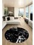 Modern Mermer Desen Kaymaz Yıkanabilir Yuvarlak Mutfak Salon Halısı, Y-Mermer-27-Siyah, 3