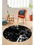 Modern Mermer Desen Kaymaz Yıkanabilir Yuvarlak Mutfak Salon Halısı, Y-Mermer-27-Siyah, 4