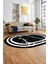 Sade Mermer Desen Kaymaz Yıkanabilir Oval Yolluk Koridor Salon Halısı, O-Mermer-22-Siyah, 1