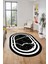 Sade Mermer Desen Kaymaz Yıkanabilir Oval Yolluk Koridor Salon Halısı, O-Mermer-22-Siyah, 2