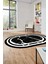 Sade Mermer Desen Kaymaz Yıkanabilir Oval Yolluk Koridor Salon Halısı, O-Mermer-22-Siyah, 3