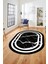Sade Mermer Desen Kaymaz Yıkanabilir Oval Yolluk Koridor Salon Halısı, O-Mermer-22-Siyah, 4