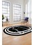 Sade Mermer Desen Kaymaz Yıkanabilir Oval Yolluk Koridor Salon Halısı, O-Mermer-22-Siyah, 5