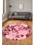 Modern Tasarım Mermer Desen Dijital Kaymaz Yıkanabilir Yuvarlak Salon Halısı, Y-Mermer-30-Pembe, 1