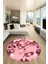 Modern Tasarım Mermer Desen Dijital Kaymaz Yıkanabilir Yuvarlak Salon Halısı, Y-Mermer-30-Pembe, 3