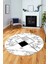 Mermer Desenli Dijital Kaymaz Yıkanabilir Yuvarlak Mutfak Salon Halısı, Y-Mermer-20-Gri, 1