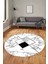 Mermer Desenli Dijital Kaymaz Yıkanabilir Yuvarlak Mutfak Salon Halısı, Y-Mermer-20-Gri, 3