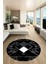 Mermer Desenli Dijital Kaymaz Yıkanabilir Yuvarlak Mutfak Salon Halısı, Y-Mermer-20-Siyah, 5