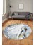 Modern Mermer Desen Kaymaz Yıkanabilir Yuvarlak Mutfak Salon Halısı, Y-Mermer-26-Mavi, 2