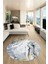 Modern Mermer Desen Kaymaz Yıkanabilir Yuvarlak Mutfak Salon Halısı, Y-Mermer-26-Mavi, 4