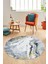 Modern Mermer Desen Kaymaz Yıkanabilir Yuvarlak Mutfak Salon Halısı, Y-Mermer-26-Mavi, 5