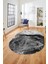 Modern Mermer Desen Kaymaz Yıkanabilir Oval Yolluk Mutfak Koridor Salon Halısı, O-Mermer-25-Gri, 3