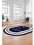 Baskılı Kaymaz Yıkanabilir Şık Mermer Desenli Oval Mutfak Yolluk Salon Halısı, O-Mermer-06-Lacivert, 1