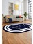 Baskılı Kaymaz Yıkanabilir Şık Mermer Desenli Oval Mutfak Yolluk Salon Halısı, O-Mermer-06-Lacivert, 5