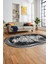 Baskılı Kaymaz Yıkanabilir Klasik Mermer Desen Oval Mutfak Yolluk Salon Halısı, O-Mermer-09-Antrast, 4