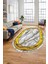 Baskılı Kaymaz Yıkanabilir Çerçeve Mermer Desen Oval Mutfak Yolluk Salon Halısı, O-Mermer-03-Gold, 5