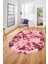 Modern Tasarım Mermer Dijital Kaymaz Yıkanabilir Oval Koridor Salon Halısı, O-Mermer-30-Pembe, 2