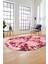 Modern Tasarım Mermer Dijital Kaymaz Yıkanabilir Oval Koridor Salon Halısı, O-Mermer-30-Pembe, 3