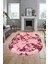 Modern Tasarım Mermer Dijital Kaymaz Yıkanabilir Oval Koridor Salon Halısı, O-Mermer-30-Pembe, 4
