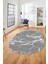 Baskılı Kaymaz Yıkanabilir Mermer Desen Oval Mutfak Yolluk Salon Halısı, O-Mermer-01-Gri, 1