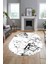 Modern Mermer Desen Kaymaz Yıkanabilir Oval Yolluk Mutfak Koridor Salon Halısı, O-Mermer-27-Beyaz, 5